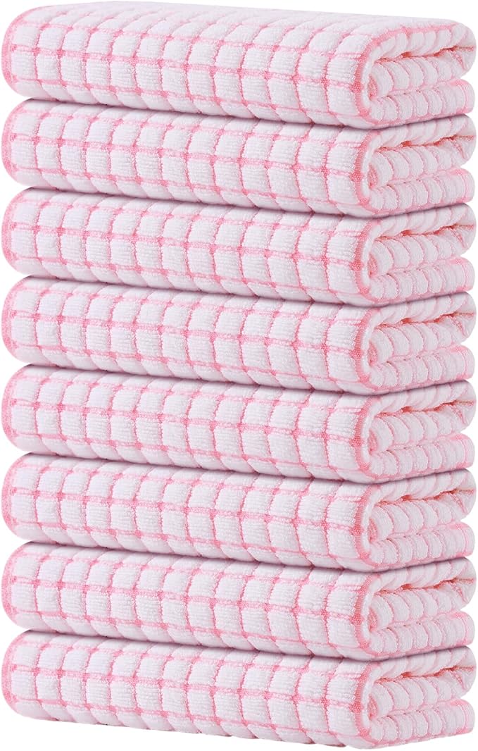 Kitinjoy Cotton 8 Pack Terry Kitchen Towels, 16 x 25 Inches Super Soft and by Kitinjoy