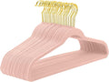 MIZGI Blush Pink Velvet Hangers 60 Pack, Premium Gold Clothes Non-Slip Felt by MIZGI