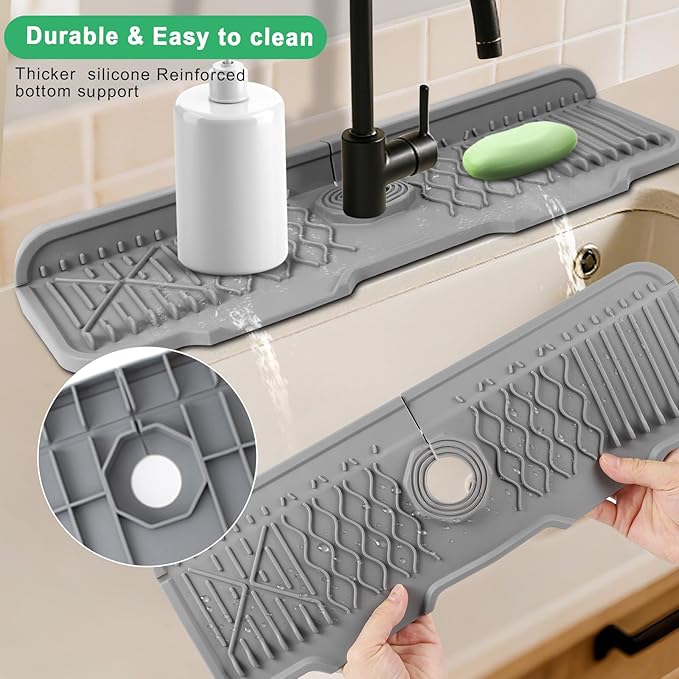 17 Inch Faucet Mat For Kitchen Sink Splash Guard Behind Faucet, ，5°Slope Fast - Image 6