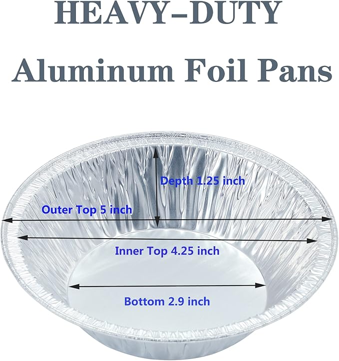 Pie Pans 5 inch HEAVY-DUTY Disposable Aluminum Foil pie/tart Pans - Image 2