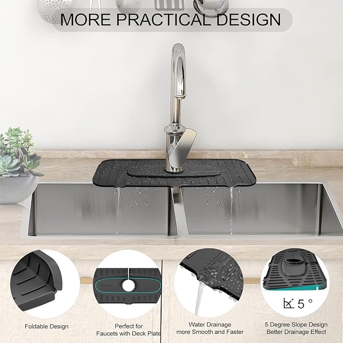 Kingmall Silicone Faucet Mat, Kitchen Faucet Mat - Image 5