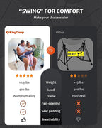 KingCamp Hammock Chair with Footrest – Heavy Duty Swinging Rocking Camping Chairs for Adults up to 400lbs, Folding Portable Oversized Rocker with Cup Holder & Pillow for Outdoor Beach Lawn RV Sports - Image 5
