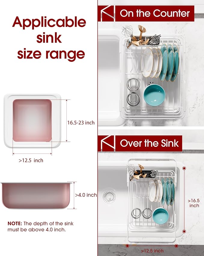 Extendable Dish Drying Rack Over Sink - Image 2