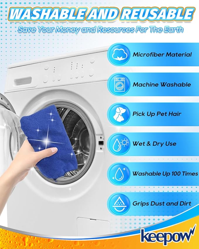 KEEPOW 6PCS Extra Large Microfiber Cleaning Cloth, Lint and Streak Free - Image 5