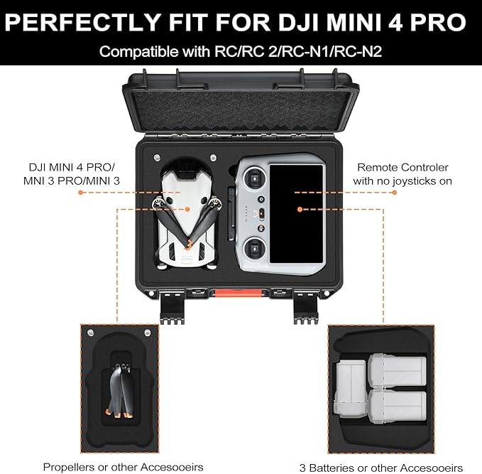 Hard Case for DJI Mini 3 Pro: IP67 Waterproof Carrying Cases for Mini 4/3 Pro/3 - Image 3
