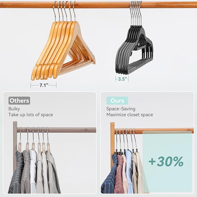 Coat Hangers 50 Pack, Plastic Clothes Hangers Non Slip - Image 7