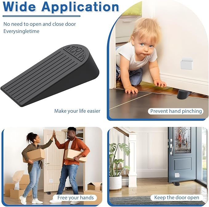Rubber Small Door Stopper Wedge – 2 Pack Black Door Stoppers Wedge - Image 5