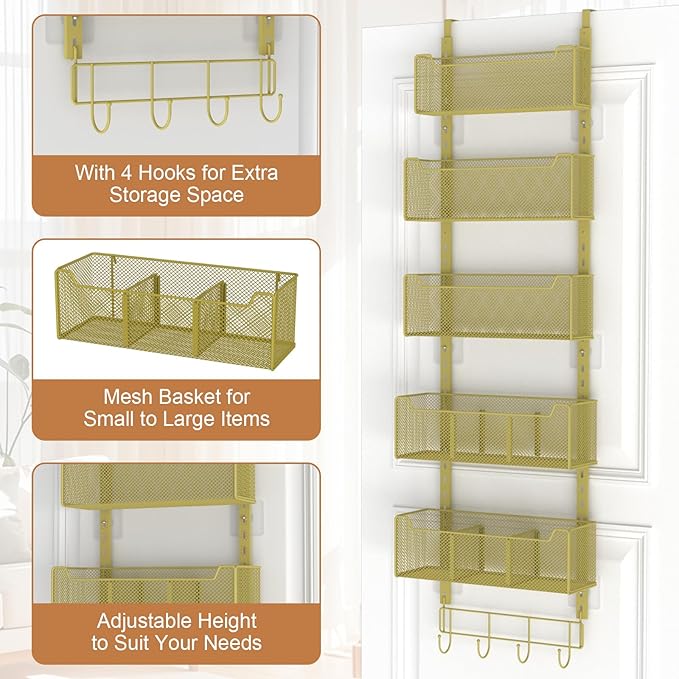 Over The Door Organizer, Metal Door Organizer Hanging - Image 5
