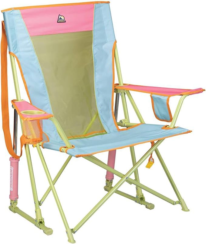 GCI Outdoor Comfort Pro Rocker Camping Chair | Portable Folding Rocking Chair with Durable Armrests & Drink Holder — Sweet Tea by GCIOUTDOOR