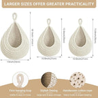 Hanging Fruit Baskets for Kitchen, 3 Pack Boho Cotton Rope Handwoven Vegetable - Image 2