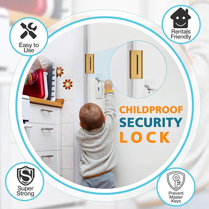 Child Proof Door Locks High Home Security Door Lock Reinforcement Night Kids - Image 5