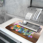 Spring Flowers Dish Drying Mat for Kitchen Counter 18x24in Vintage Plants - Image 5