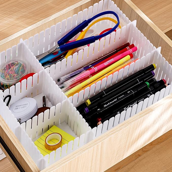 Foraineam 48Pcs Drawer Dividers, Adjustable DIY Grid Divider White Storage - Image 6