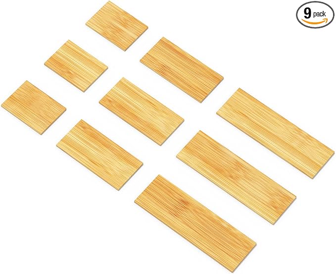 SpaceAid Bamboo Drawer Dividers Inserts, 3 Sizes, 9 Pack by SpaceAid