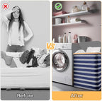 BALEINE Laundry Hamper with Lid, Tall Laundry Baskets with Bamboo Pull Handles - Image 7