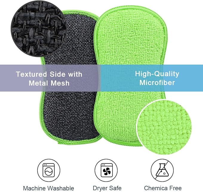 HOMEXCEL 12 Pack Multi-Purpose Scrub Sponges Kitchen Dish Sponge Non-Scratch - Image 2