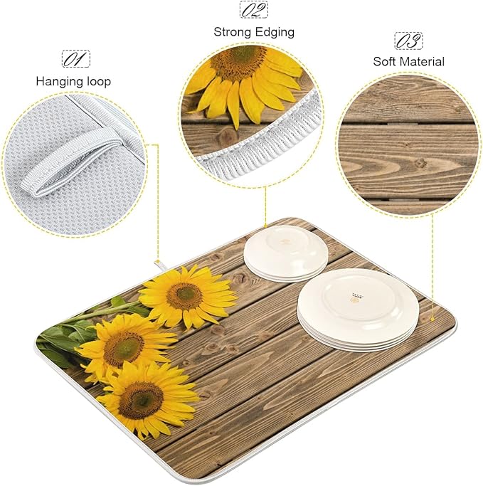 Super Absorbent Dish Drying Mat, Microfiber Fast-Drying Dish Mat, Kitchen Dish - Image 4