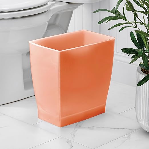 iDesign Small Plastic Bathroom Trash Can, Slim Rectangle Garbage Bin - Image 3