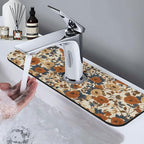 Faucet Draining Mat For Kitchen Sink, Peony Flower Blue Leaves Diatom Mud - Image 7