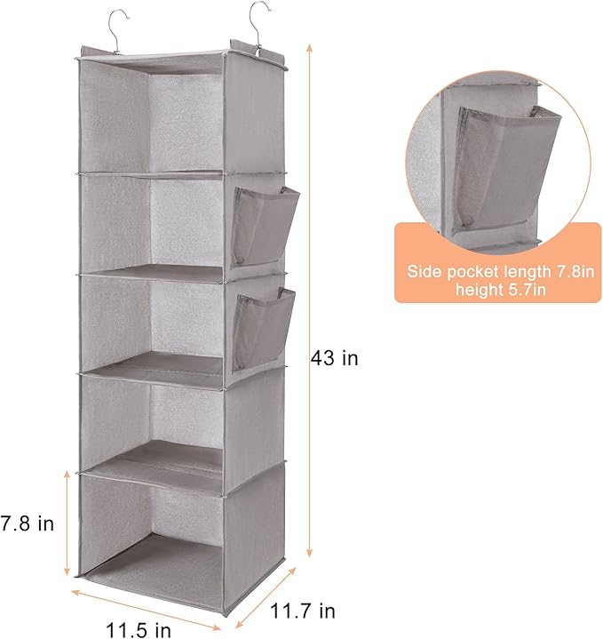 BOOMIBOO Hanging Closet Organize and Shelves，5-Hanging Shelf - Image 3