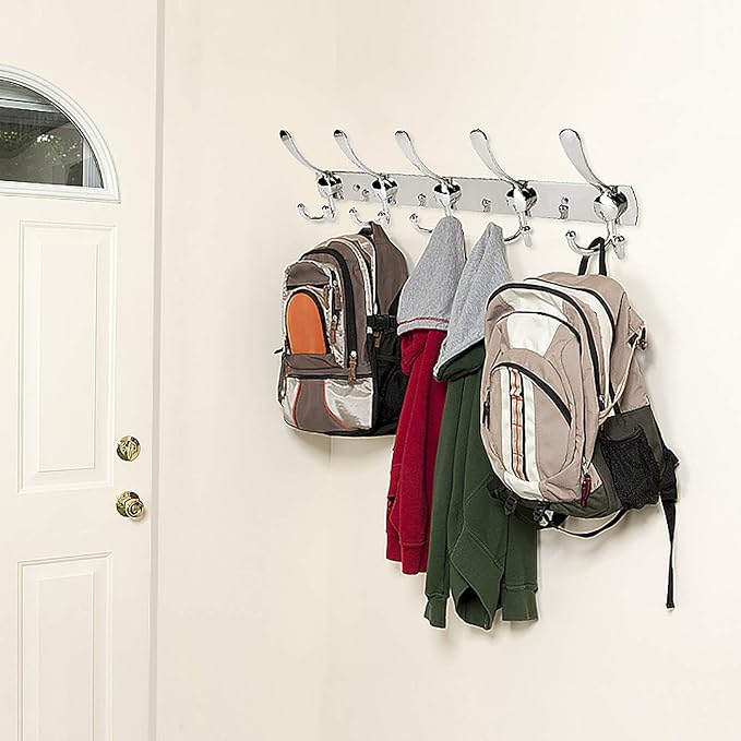 Wall Mount Coat Hook, 2 Pack 15 Hooks Stainless Steel Coat Hangers Rack Robe - Image 6