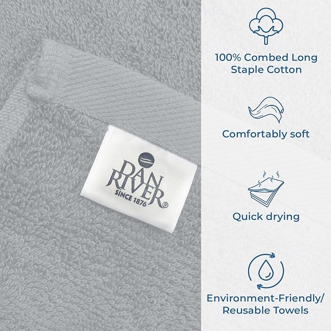 DAN RIVER Bath Towels Set of 4, 27 x 54 Inches, 100% Cotton, Larger & Lighter - Image 4