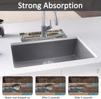 15" X 5.5" Kitchen Sink Splash Guard Faucet Mat Wood Grain Super Absorbent Fast - Image 3