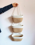 3-Tier Decorative Cotton Rope Hanging Basket, Wall-Mounted Woven Storage - Image 6