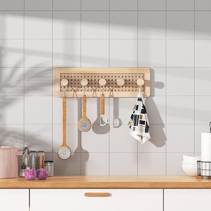 Homode Wooden Wall Hooks, Wall Mounted Coat Rack - Image 8
