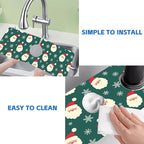 Christmas Kitchen Sink Splash Guard Mat Santa Claus and Snowflakes Sink Splash - Image 5