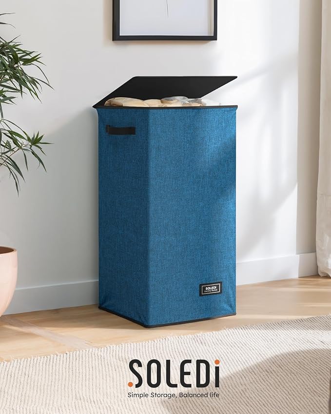 SOLEDI Laundry Hamper with Lid 100L Large & Tall Collapsible Laundry Baskets - Image 9