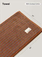 WENSHUO Fluffy Caramel-Striped Pure Cotton Bath Towel, 100% Combed Cotton - Image 2