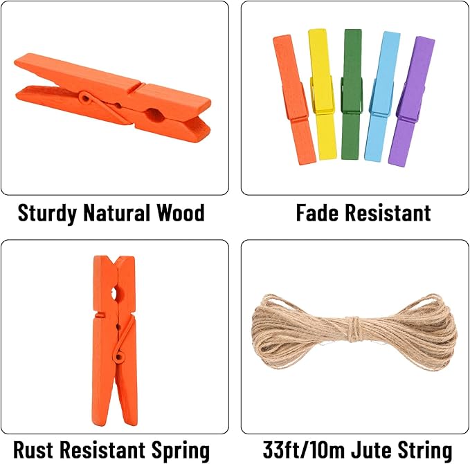 KINGLAKE Colored Clothes Pins Wooden - Image 4