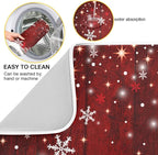 Christmas Tree Dish Drying Mat 18x24 inch Xmas New Year Snowflake Wooden Dish - Image 2
