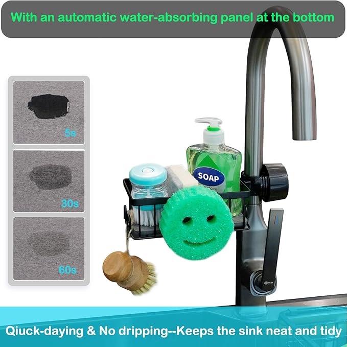 Sponge Holder for Kitchen Sink Smiley Face Sponge Holder Over Faucet - Image 3