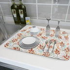 Fall Dish Drying Mat for Kitchen Counter 18x24 Burnt Orange Leaves Autumn - Image 6
