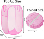 Portable Mesh Pop Up Laundry Hamper Pink Vertical Collapsible Laundry Basket - Image 2