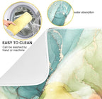 ALAZA Orange Yellow Teal Blue Geen Marble Ink Abstract Fluid Art Dish Drying Mat - Image 2
