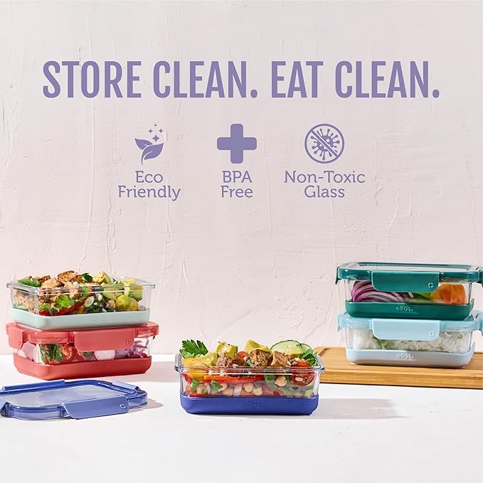 Ello Duraglass Refresh 3.4 Cup Meal Prep Sets 10Pc, 5 Pack Set- Glass Food - Image 2
