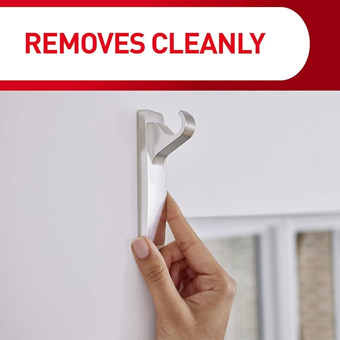 Command 10 lb Satin Nickel Curtain Rod Hooks, 2 Hangers and 4 Strips, No - Image 9