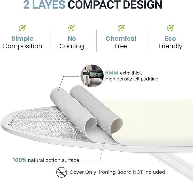 Ironing Board Cover and Pad 15"x54" Extra Thick Natural Cotton, Scorch and - Image 4