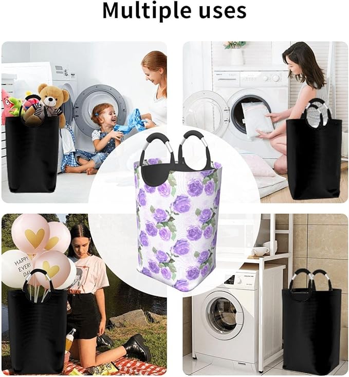Floral Laundry Basket Flowers Foldable Laundry Hamper Vintage Collapsible - Image 6