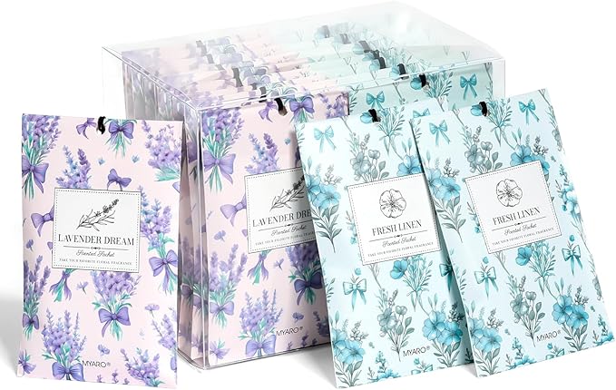 MYARO 20 Packs Lavender Linen Scent Sachet Long Lasting Closet Drawer by MYARO