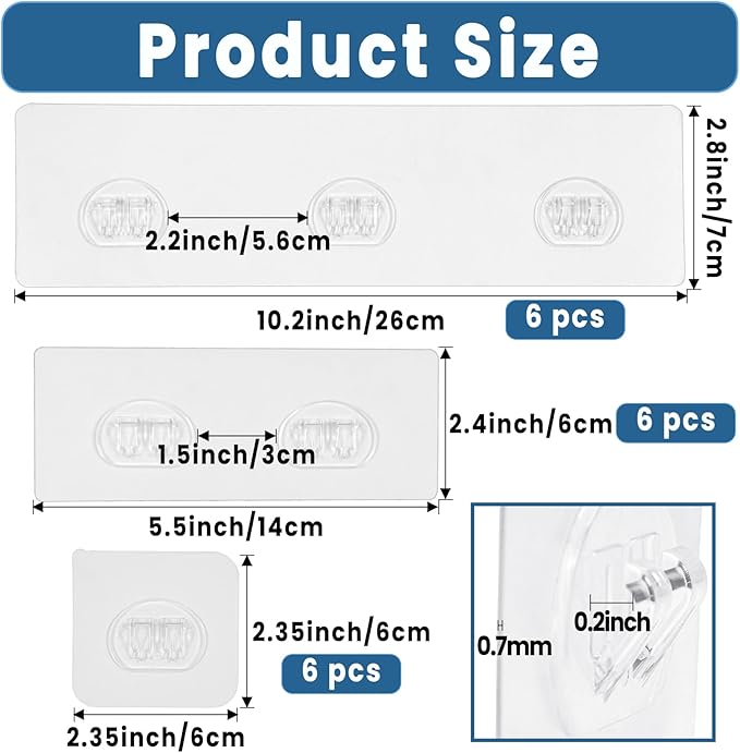 18 Pack Shower Caddy Adhesive Replacement, Shower Shelf Strong Adhesive Hooks - Image 2
