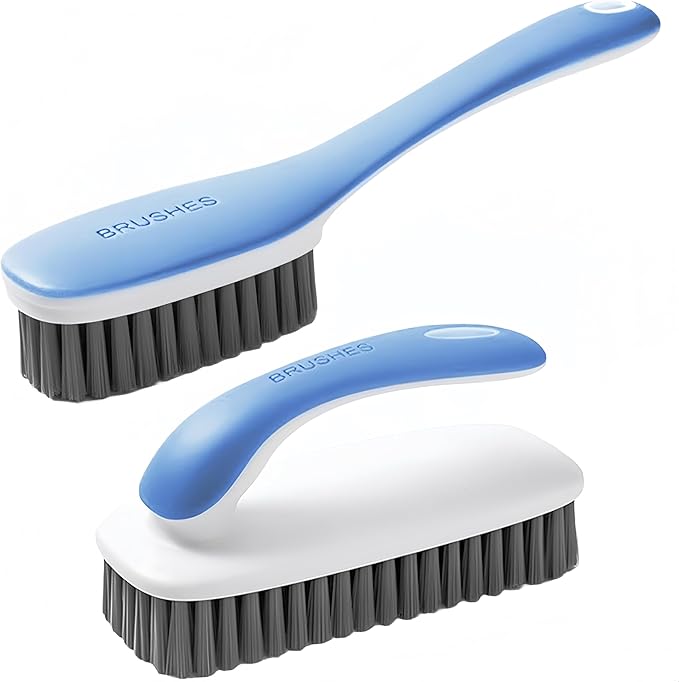Scrub Brush for Stains-2 Pack Fabric Cleaning Brush, Laundry Stain Remover Brush by Ganganmax