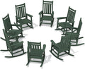 SERWALL HDPE Outdoor Rocking Chair Set of 8, Patio Rocking Chairs for Adults, All Weather Outdoor Rockers for Lawn, Green by SERWALL