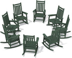 SERWALL HDPE Outdoor Rocking Chair Set of 8, Patio Rocking Chairs for Adults, All Weather Outdoor Rockers for Lawn, Green by SERWALL