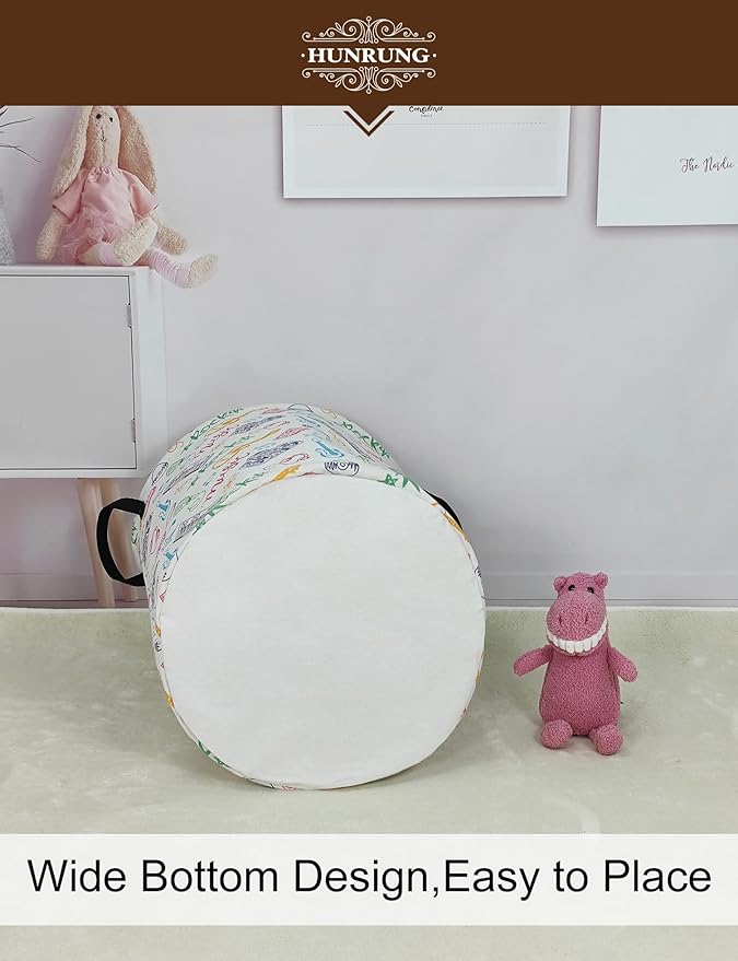 HUNRUNG Laundry Hamper, Large Canvas Fabric Lightweight Storage Basket Toy - Image 6