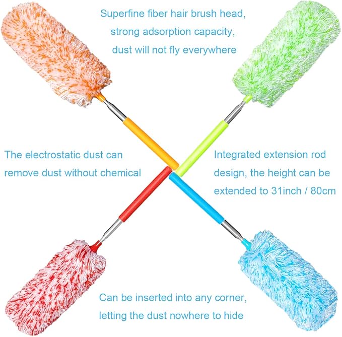 4 Pcs, Hand Microfibre Cleaning Tool Extendables - Image 6