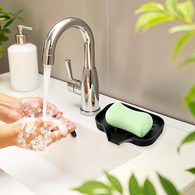 Sponge Holder with Drain Spout, Silicone Soap Dish - Image 7